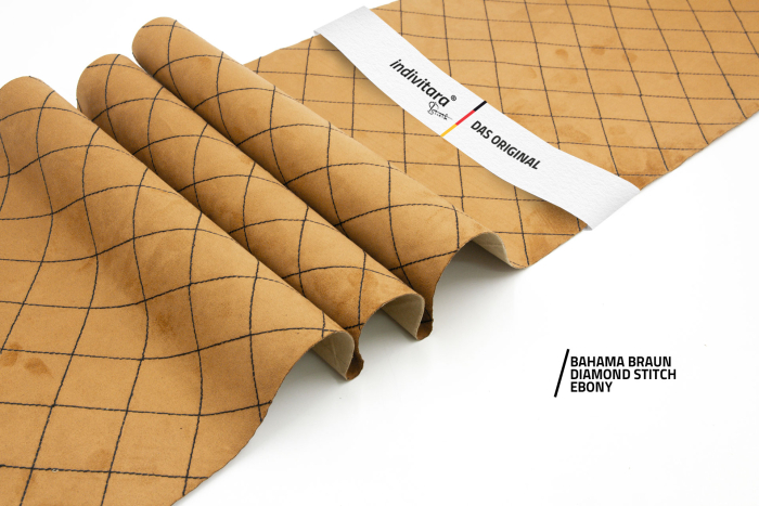 indivitara® Premium Stitch - selbstklebender Mikrofaserstoff Premium mit echten Nähten - Meterware - verschiedene Farben